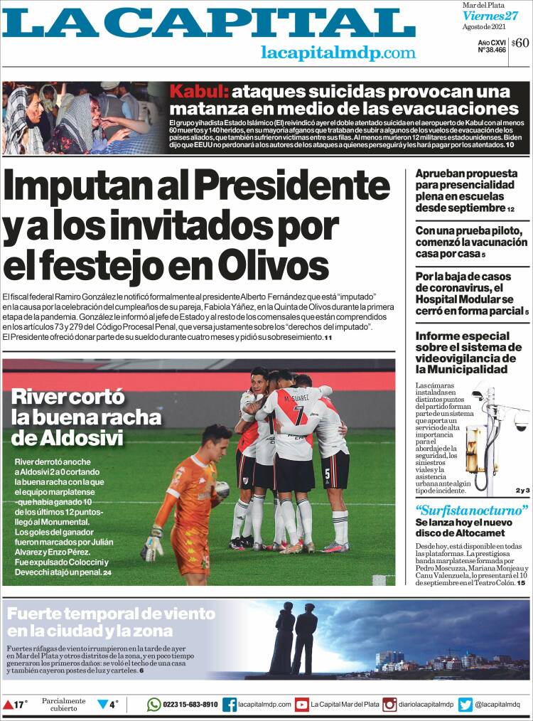 Portada de Diario La Capital - Mar del Plata (Argentina)