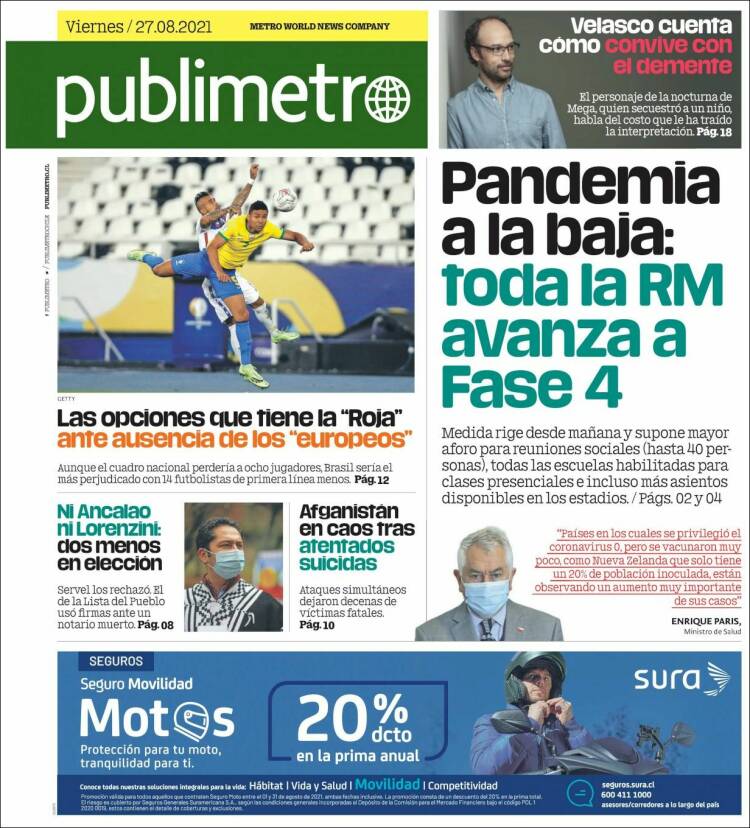 Portada de Publimetro (Chile)