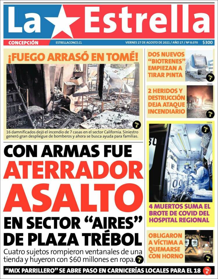 Portada de La Estrella de Concepción (Chile)