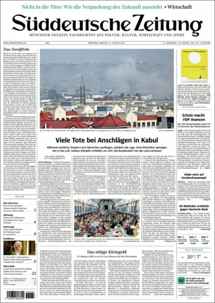 Portada de Sueddeutsche (Alemania)