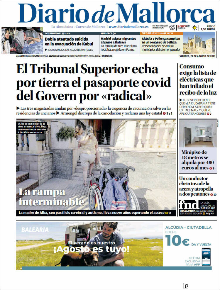 Portada de Diario de Mallorca (Espa&ntilde;a)