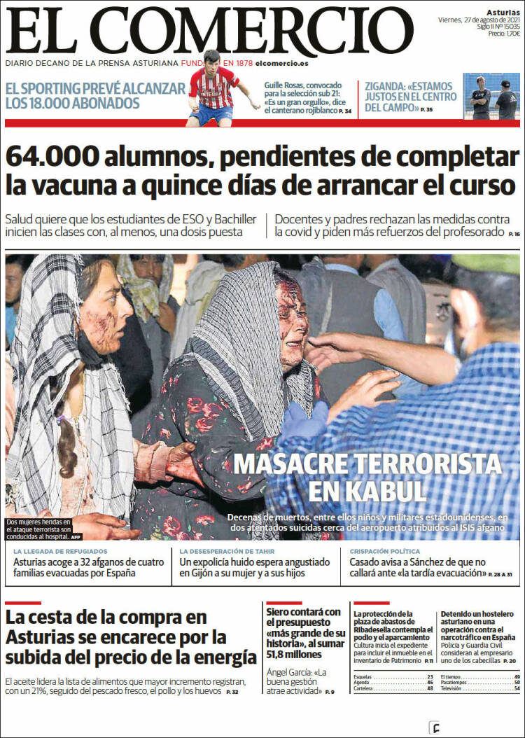 Portada de El Comercio (Espa&ntilde;a)
