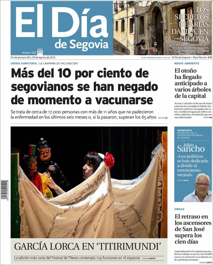 Portada de El Día de Segovia (Espa&ntilde;a)