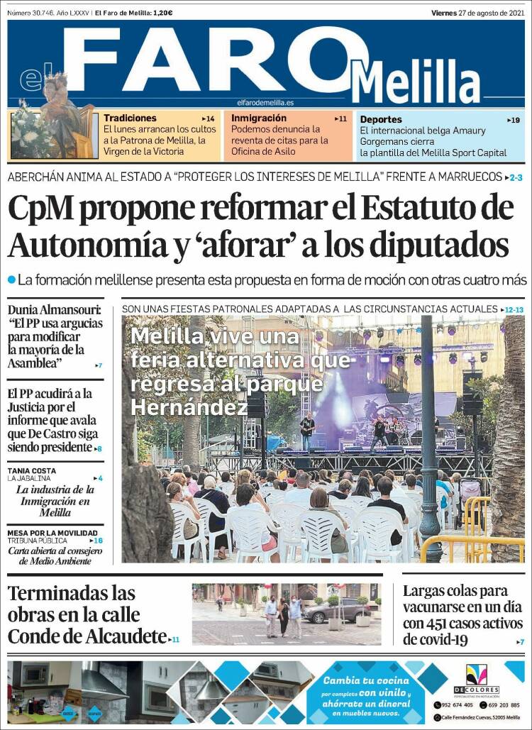 Portada de El Faro de Melilla (Espa&ntilde;a)