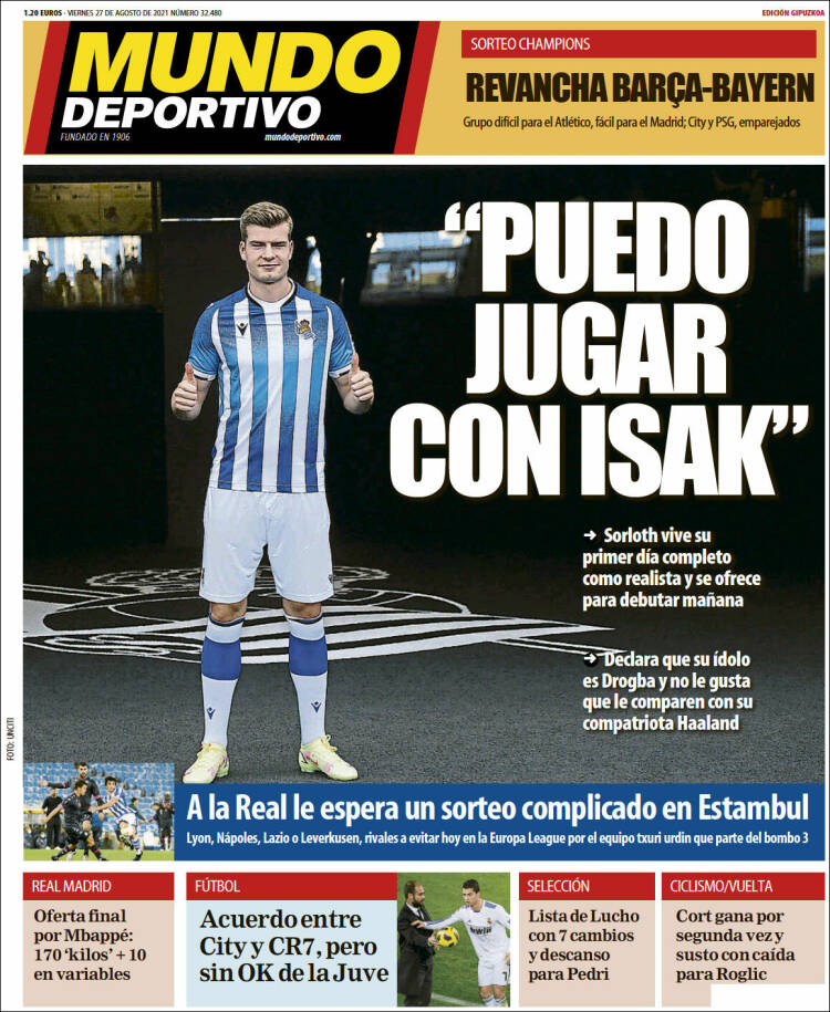 Portada de Mundo Deportivo Gipuzkoa (Espa&ntilde;a)