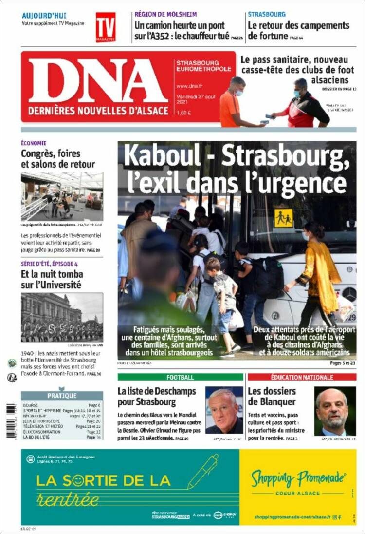 Portada de Les Dernières Nouvelles d'Alsace (Francia)