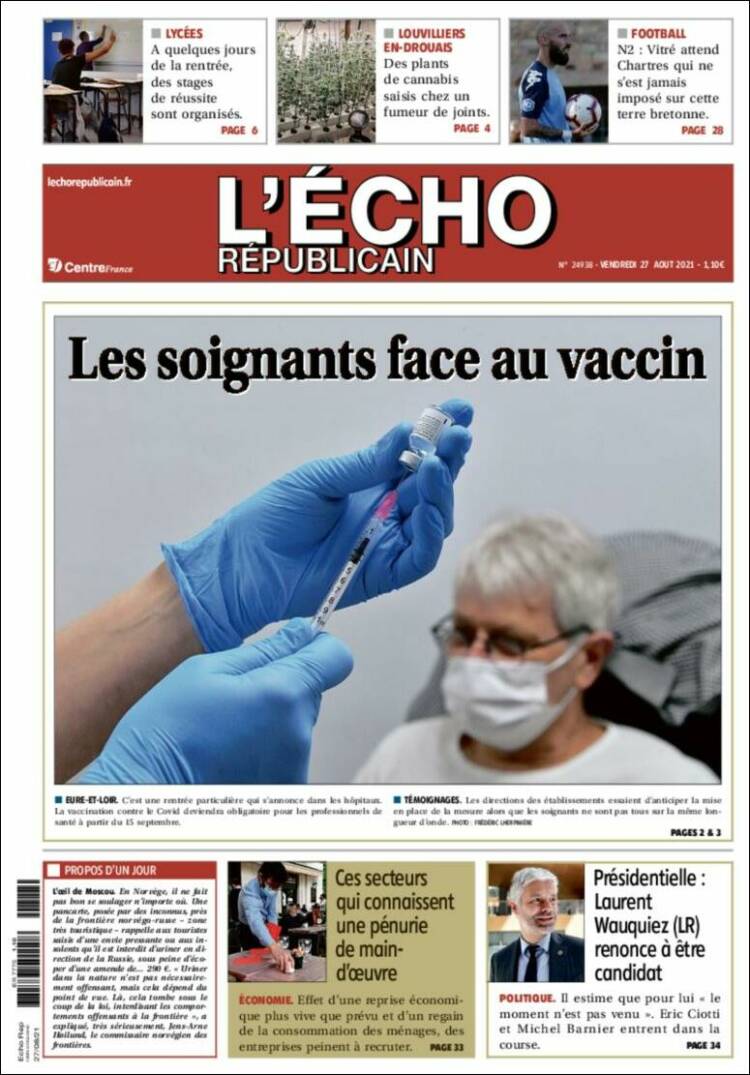 Portada de L'Echo Républicain (Francia)