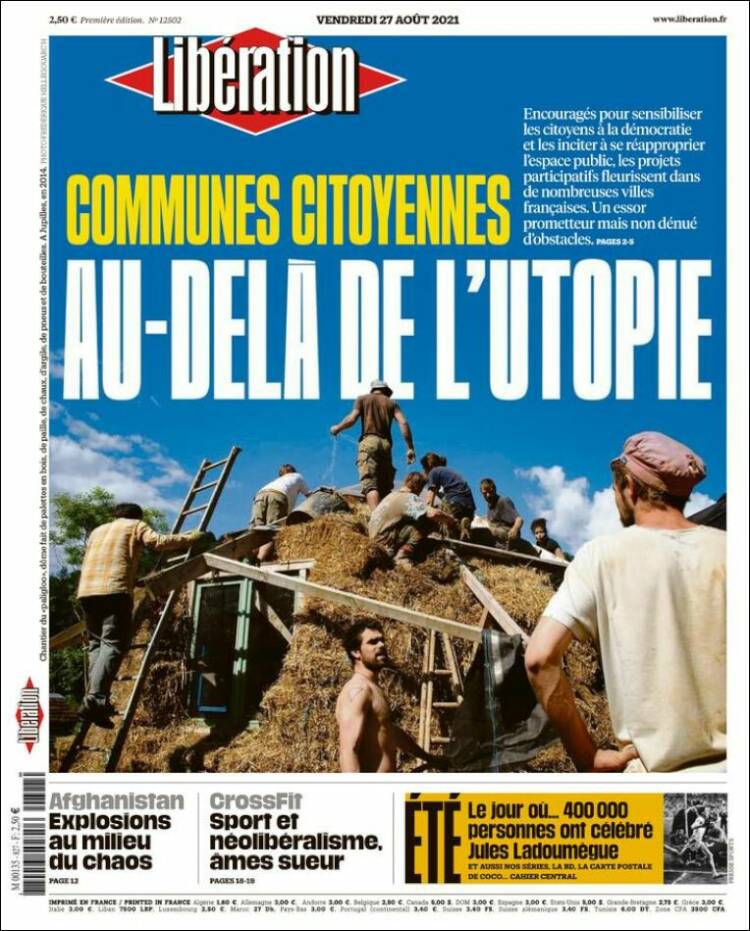 Portada de Libération (Francia)