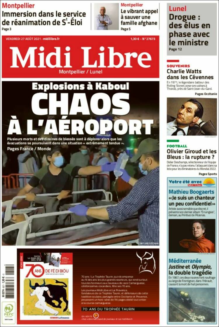 Portada de Midi Libre (Francia)