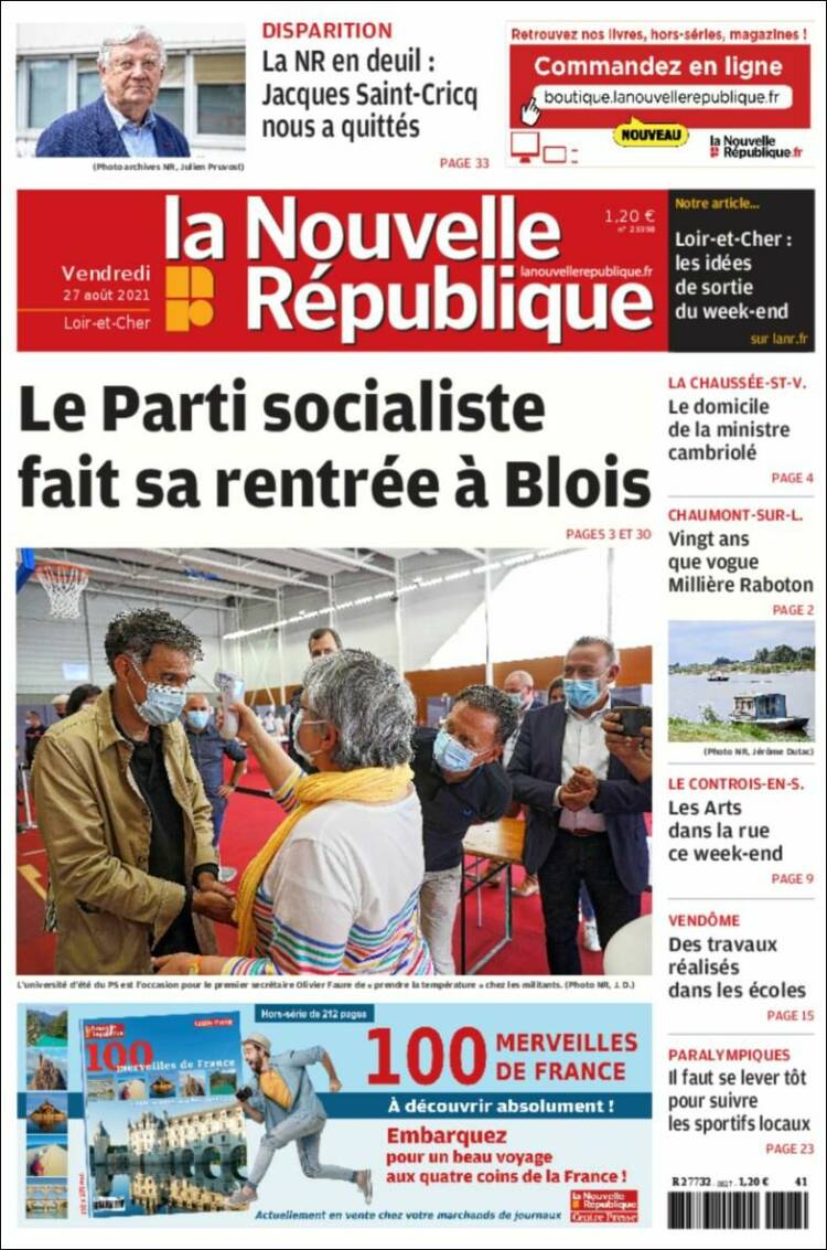 Portada de La Nouvelle Republique (Francia)