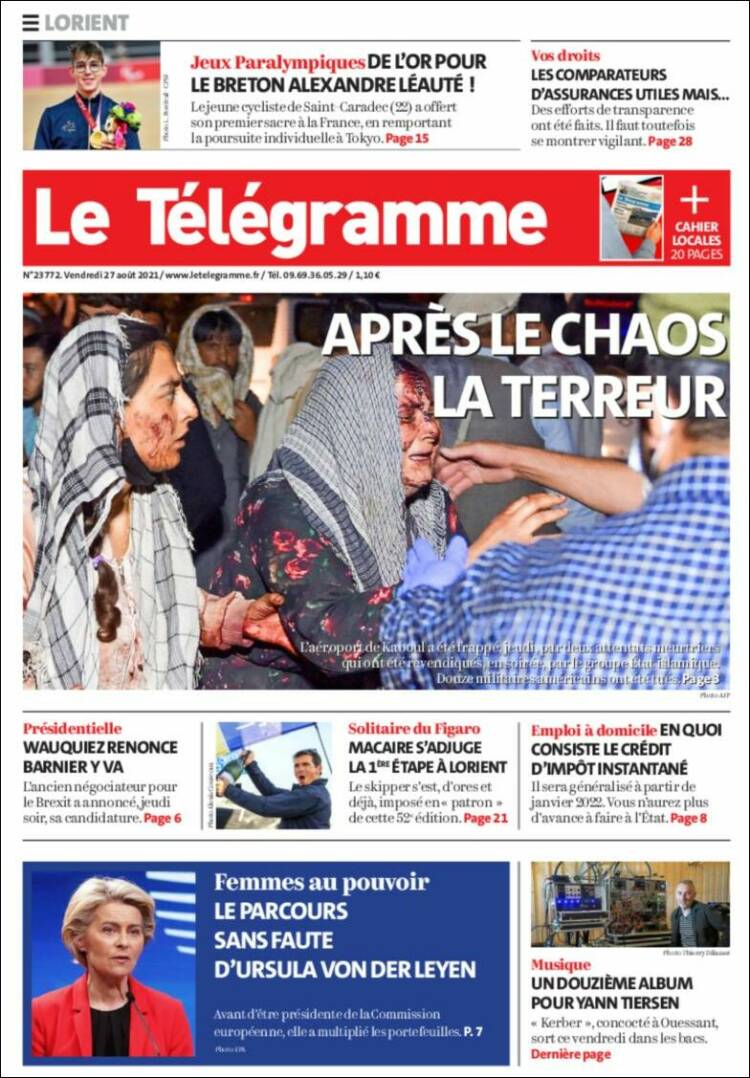 Portada de Télégramme (Francia)