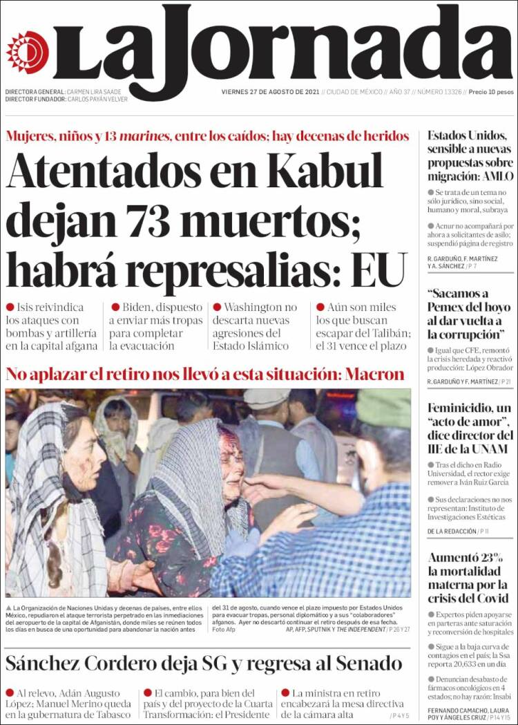 Portada de La Jornada (M&eacute;xico)