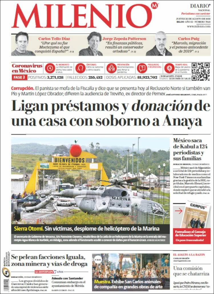 Portada de Milenio (M&eacute;xico)
