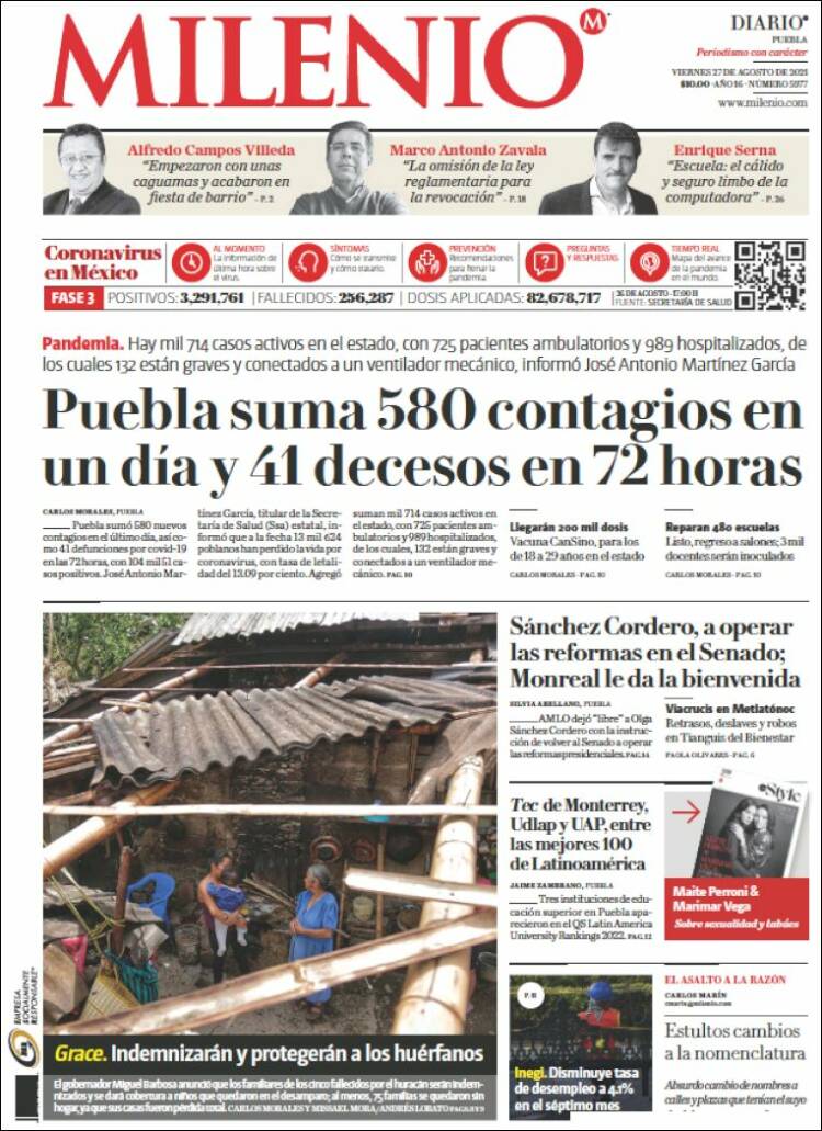 Portada de Milenio de Puebla (M&eacute;xico)