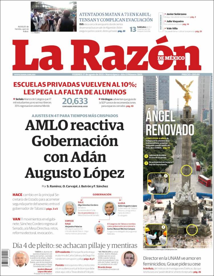 Portada de La Razón (M&eacute;xico)