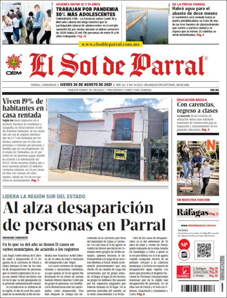 Portada de El Sol de Parral (M&eacute;xico)
