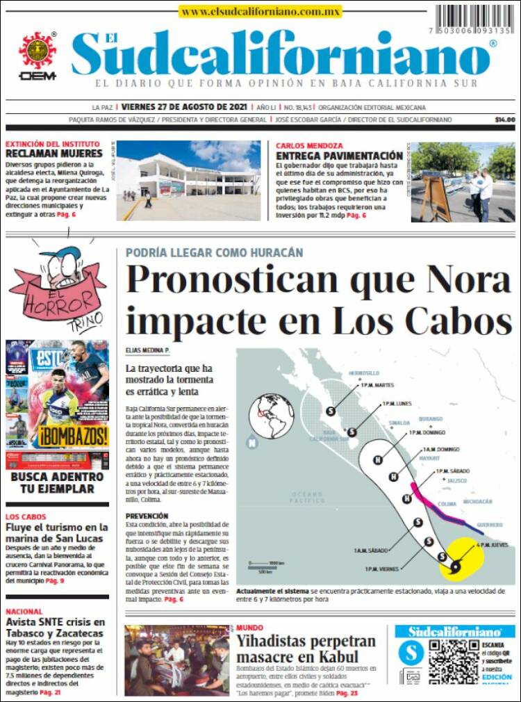 Portada de El Sudcaliforniano (M&eacute;xico)