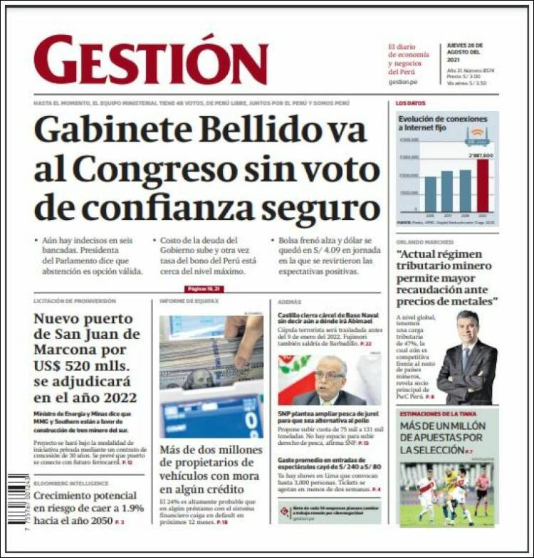 Portada de Diario Gestión (Per&uacute;)