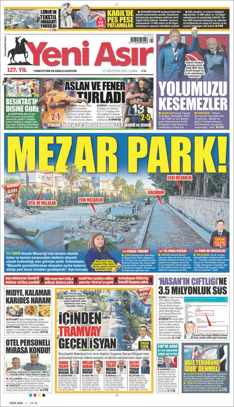 Portada de Yeni Asır (Turqu&iacute;a)