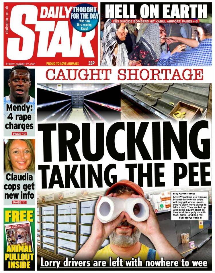 Portada de Daily Star (Reino Unido)