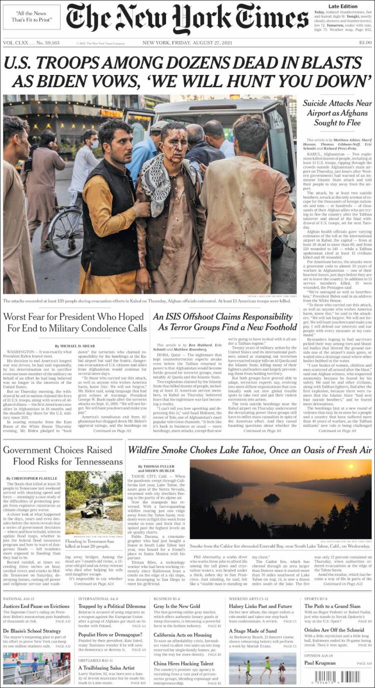 Portada de New York Times (USA)