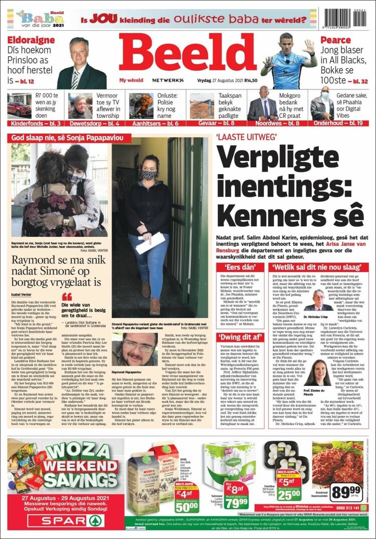 Portada de Beeld (Sud&aacute;frica)