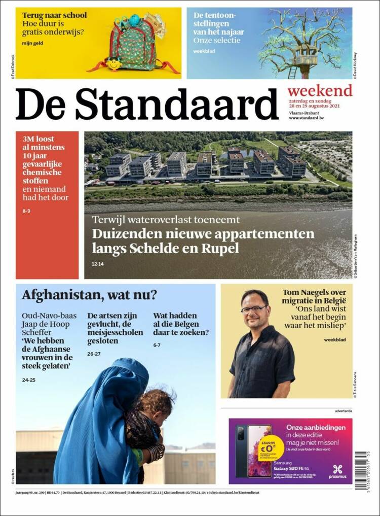 Portada de De Standaard (Belgique)