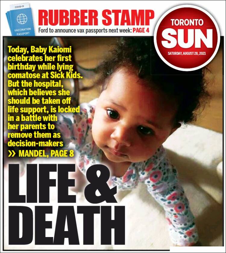 Portada de The Toronto Sun (Canadá)