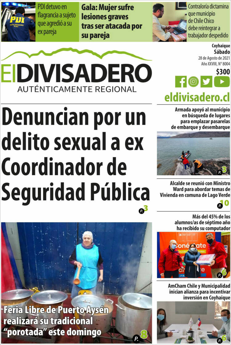 Portada de Diario El Divisadero (Chile)