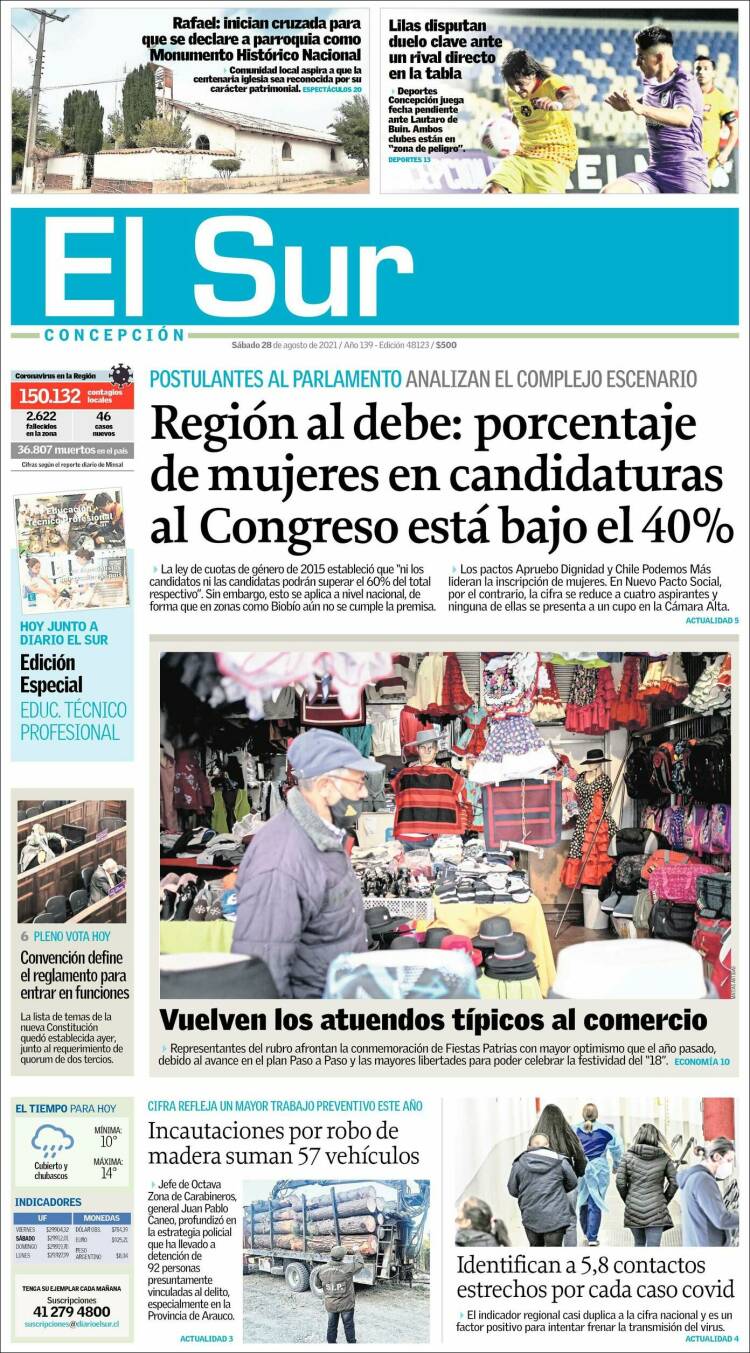 Portada de El Sur (Chile)