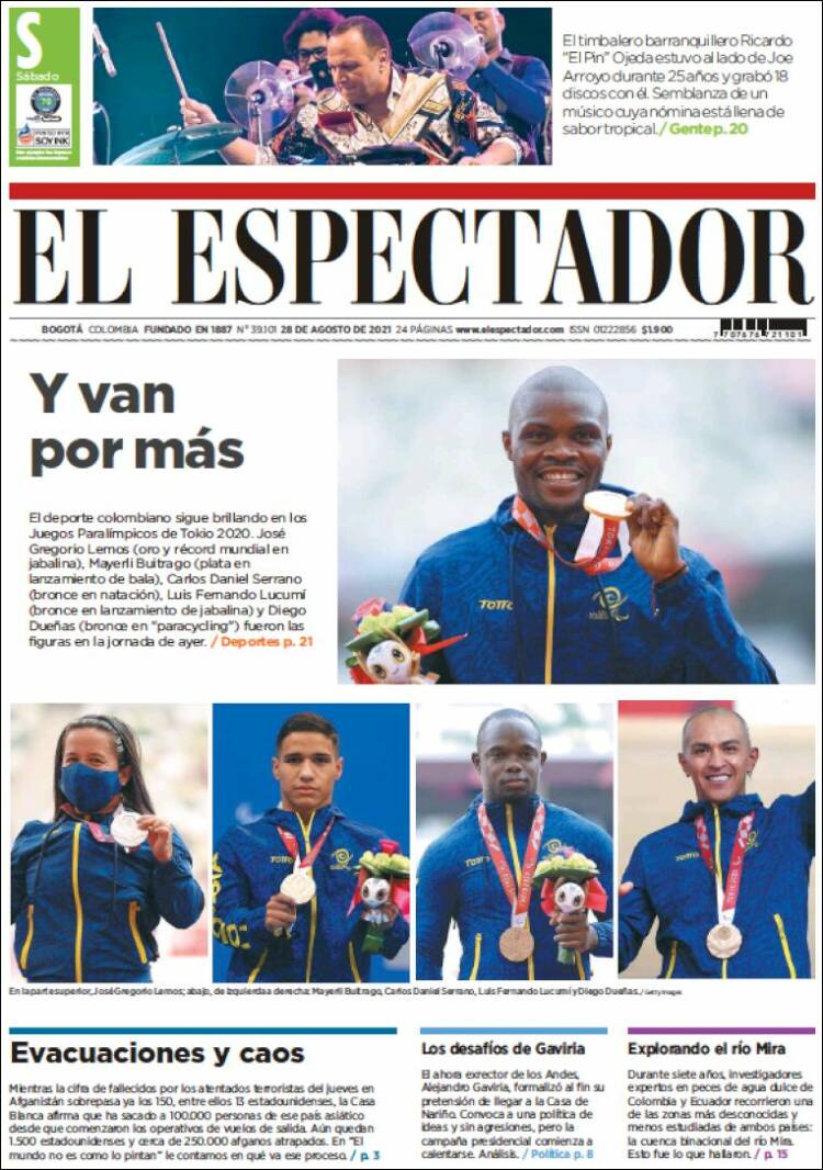 Portada de El Espectador (Colombie)