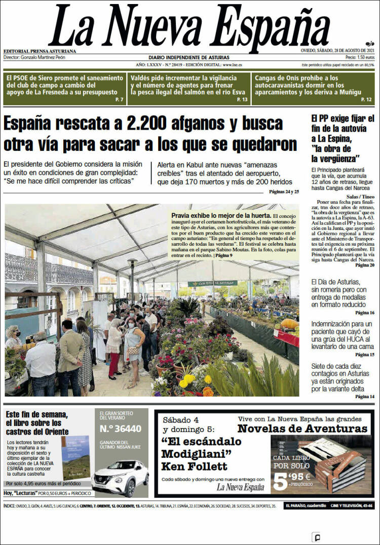 Portada de La Nueva España (Espagne)