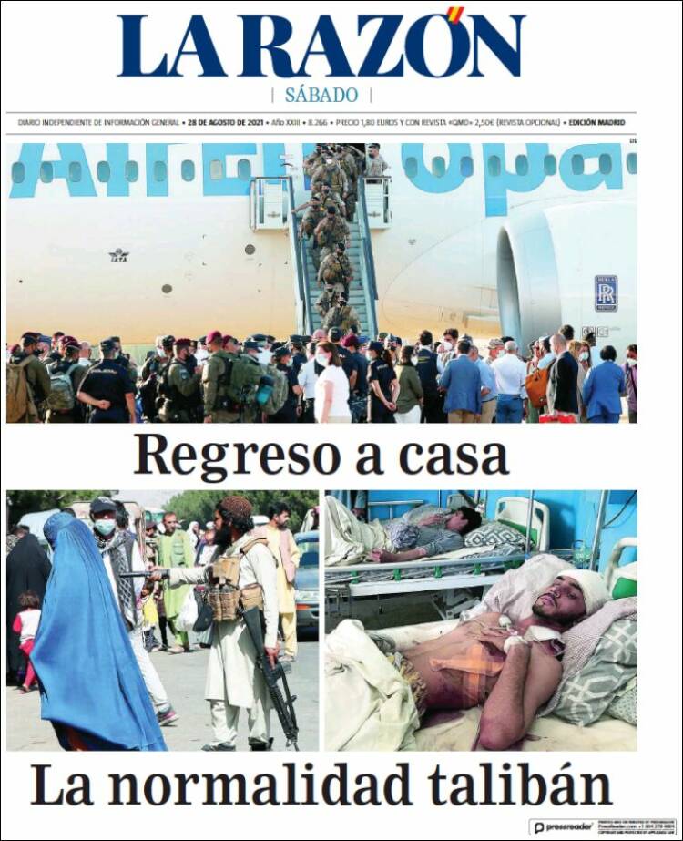 Portada de La Razón (Espagne)