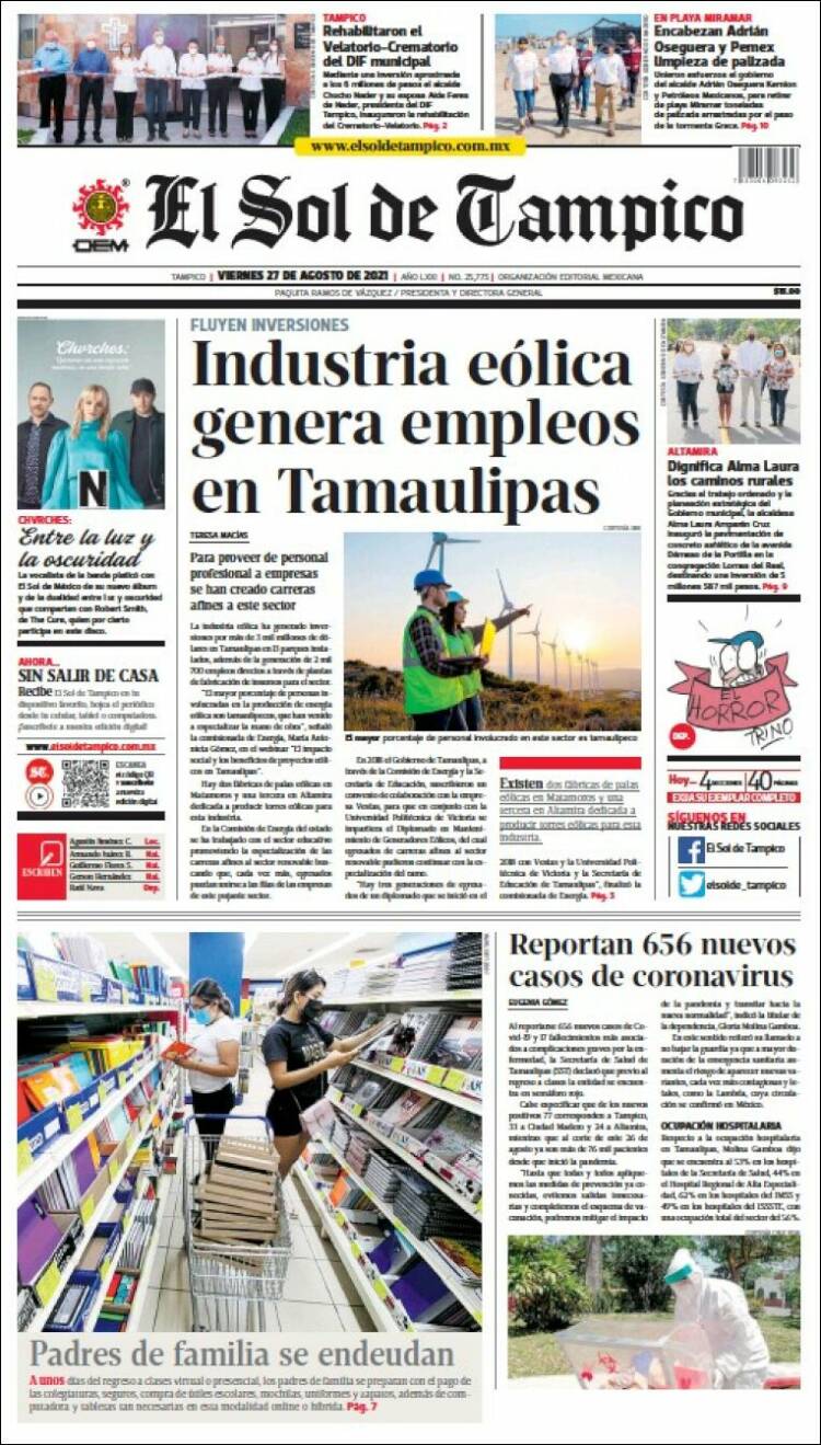 Portada de El Sol de Tampico (Mexique)