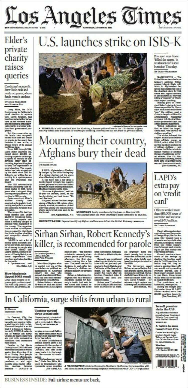 Portada de Los Angeles Times (USA)