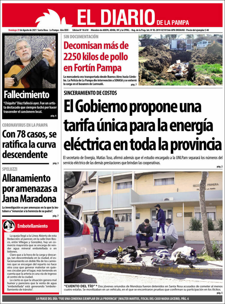 Portada de Diario de La Pampa (Argentina)