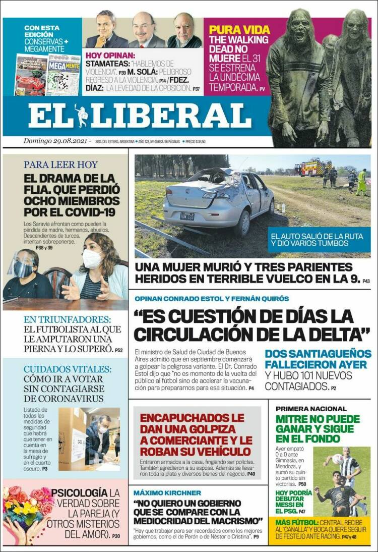 Portada de Diario El Liberal (Argentina)