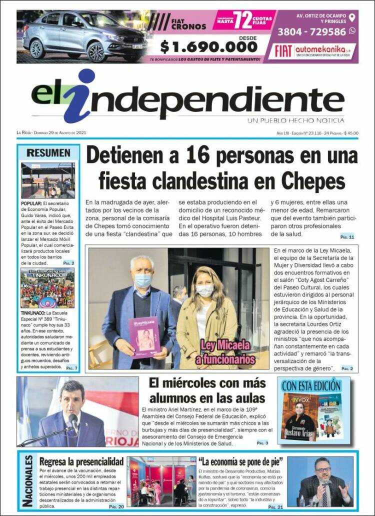 Portada de El Independiente (Argentina)