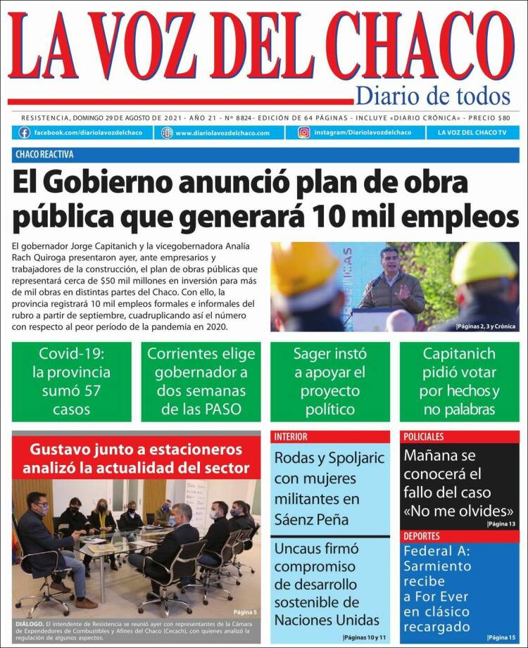 Portada de La Voz del Chaco (Argentina)