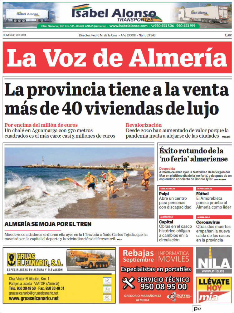 Portada de La Voz de Almería (España)