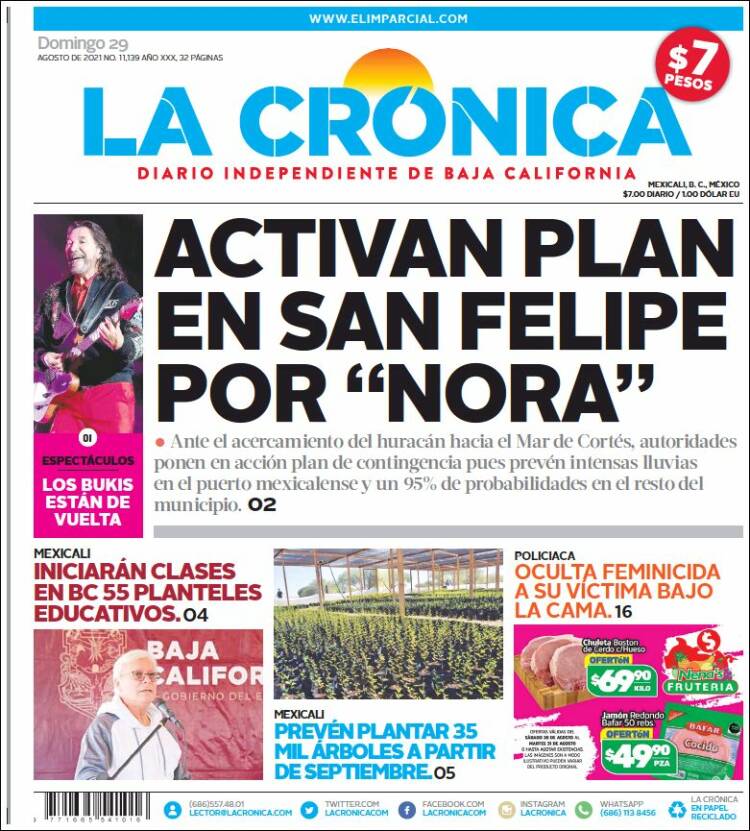 Portada de La Crónica de Baja California (México)