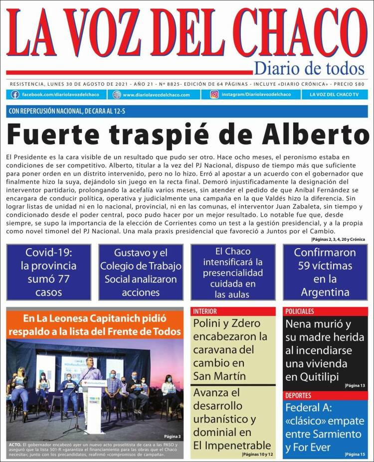Portada de La Voz del Chaco (Argentina)