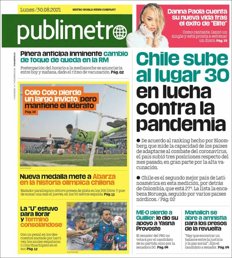 Portada de Publimetro (Chile)