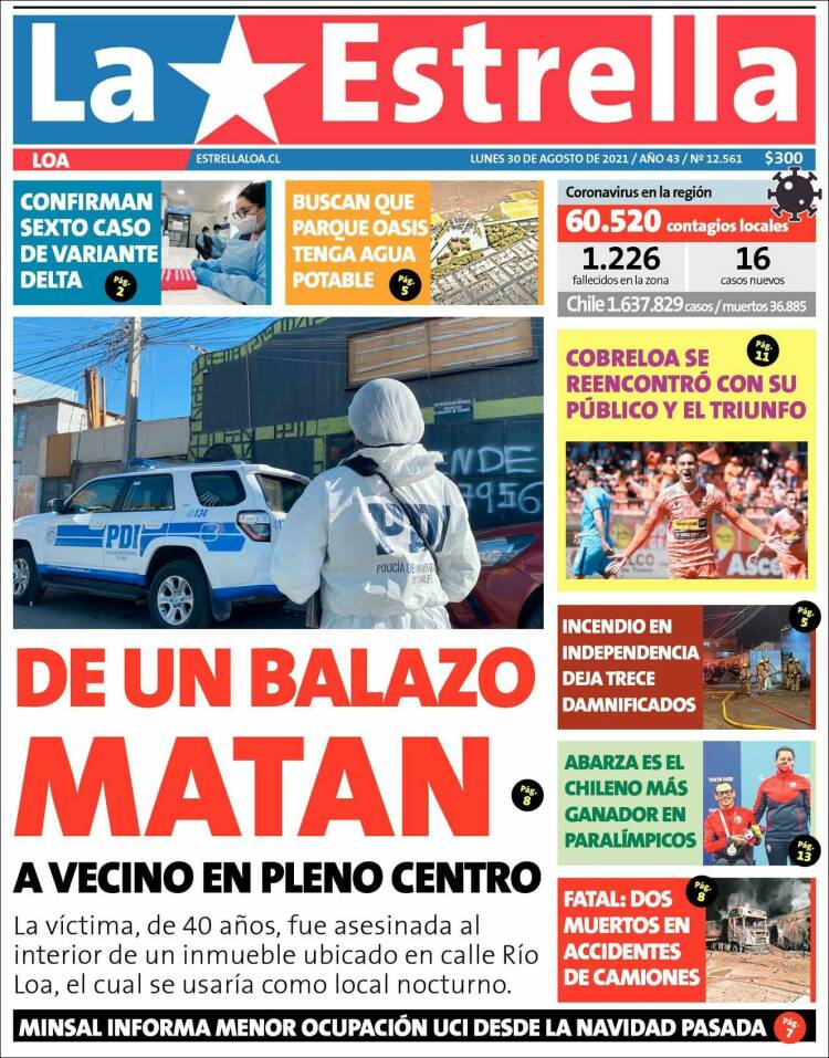 Portada de La Estrella de Loa (Chile)