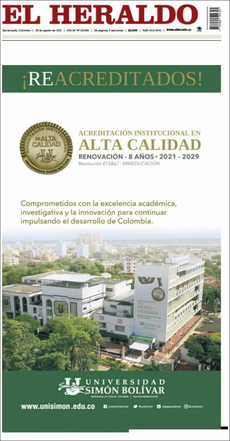 Portada de El Heraldo (Colombia)