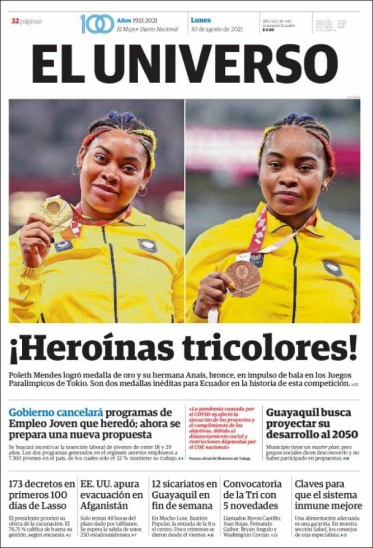 Portada de El Universo - Ecuador (Ecuador)