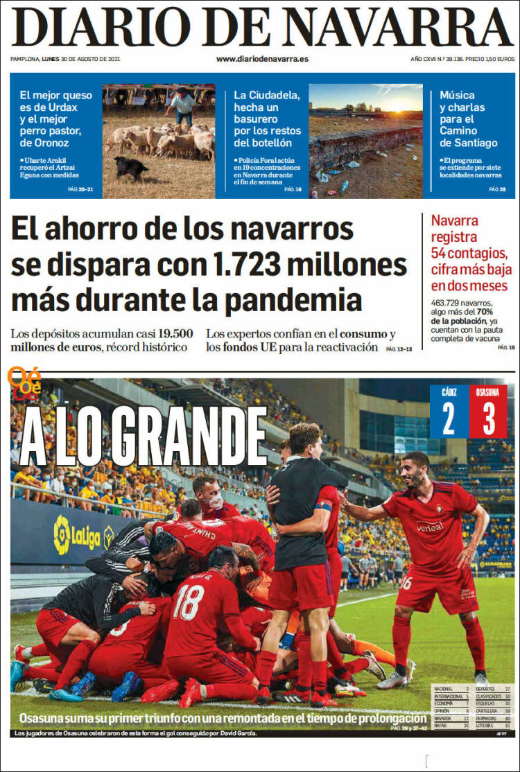 Portada de Diario de Navarra (España)