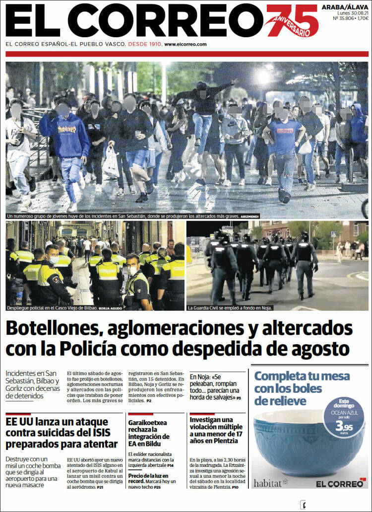 Portada de El Correo - Álava (España)