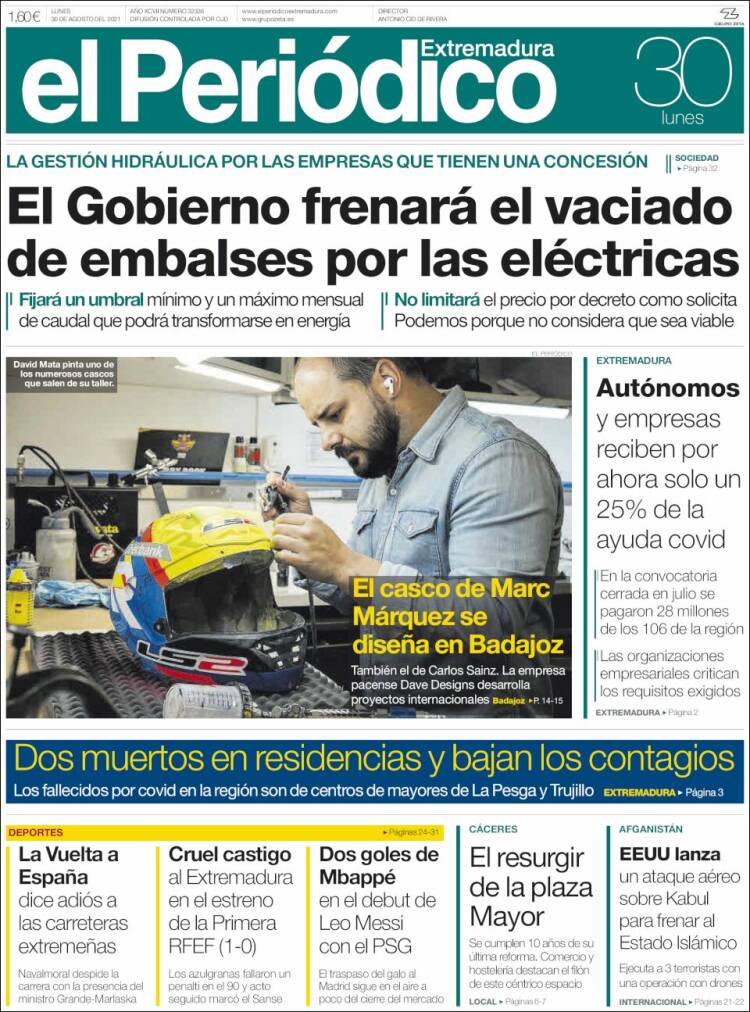 Portada de El Periódico de Extremadura (España)