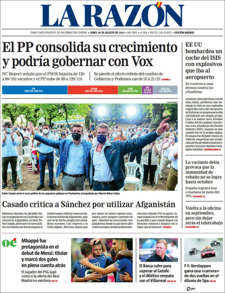 Portada de La Razón (España)